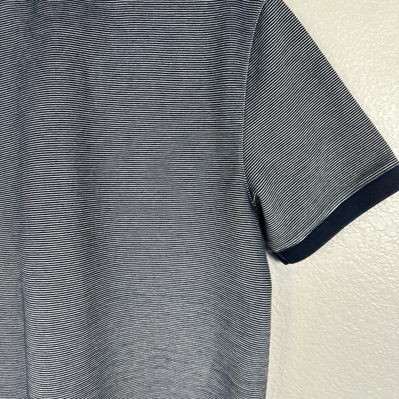 Ted Baker Polo Shirt Mens Small 2 Taigaa Striped Navy Blue Golf Preppy Classic - Picture 9 of 14